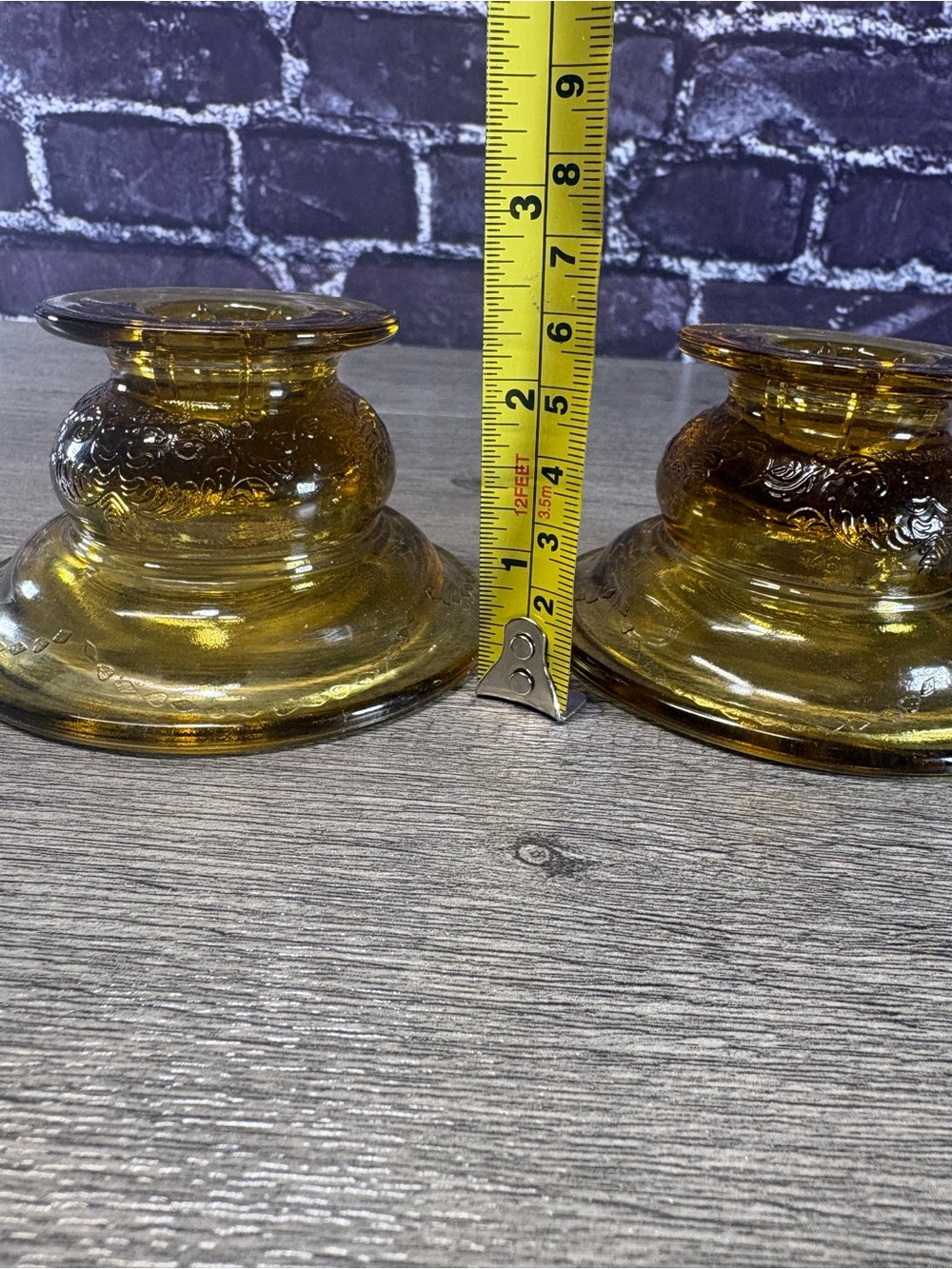 Vintage Amber Glass Madrid Candle Holders - Picture 7 of 7